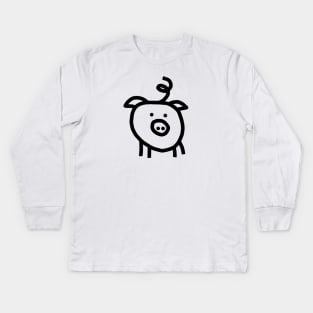 Pig Selfie In Black Kids Long Sleeve T-Shirt